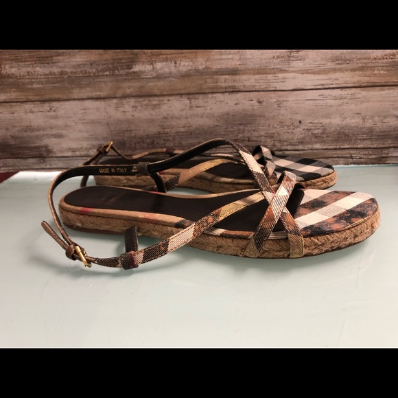 Burberry plaid canvas espadrille sandal 41 - Picture 3 of 7